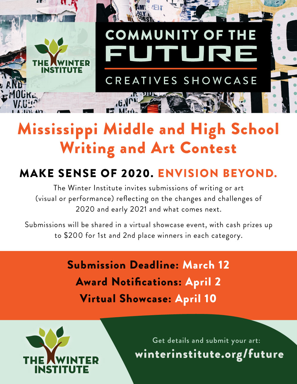 Winter Institute Arts Contest Flyer
