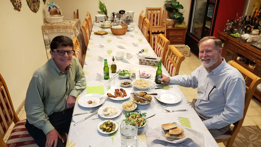 We prayed before the meal, but it's tricky. Are they Christians? Jews? Muslims? Each town is different.