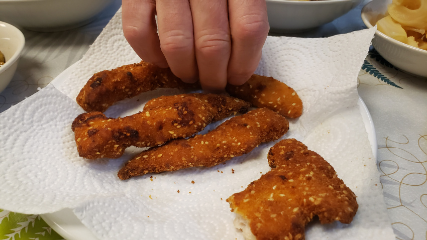 Delicious chicken strips.