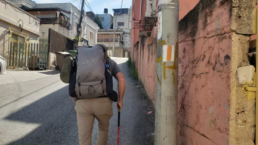 Orange stripes every 200 yards marks our trail but without the All Trails app, cellular data service and GPS, we would have been hopelessly lost.