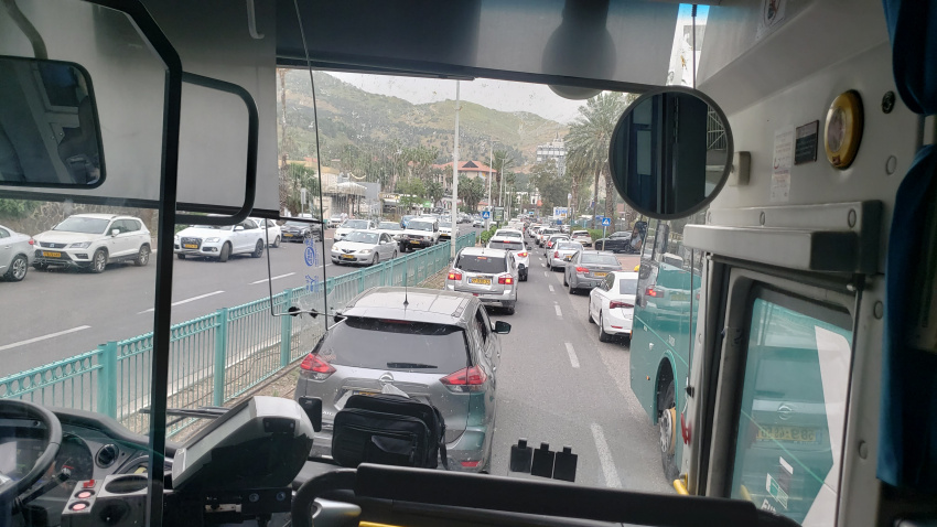 Huge traffic jam. Rural roads have great asphalt but only two lanes. 