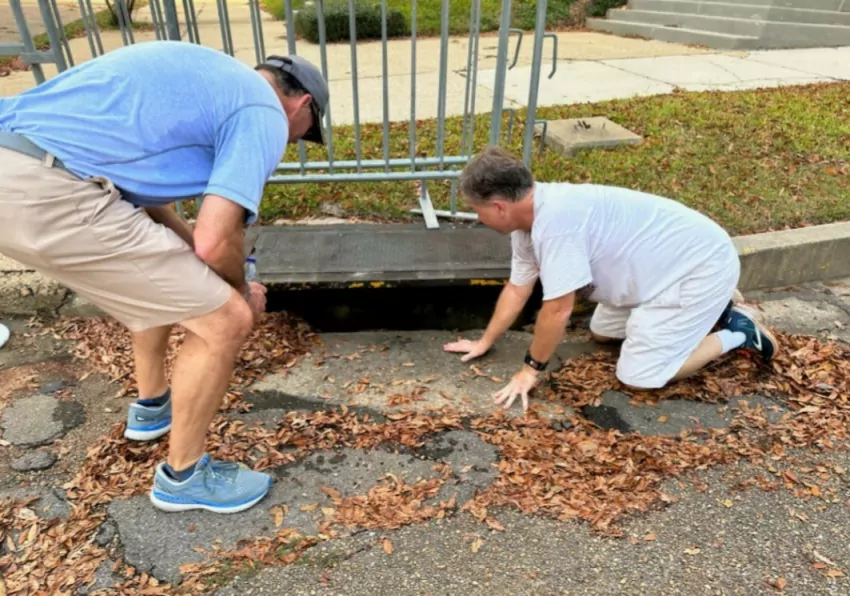 We usually lose at least one frisbee to the sewers.