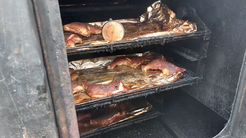 This rig cooked 180 chicken pieces in a few hours. They were delicious! 