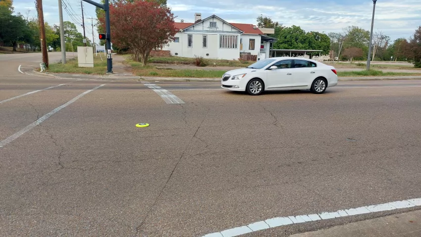 Yet another hazard of frisbee golf: Car running over your frisbee. Sure enough this one got run over twice. We had one other frisbee get run over this day. We never know if the driver is intentionally running over the frisbee or if it's an accident. 