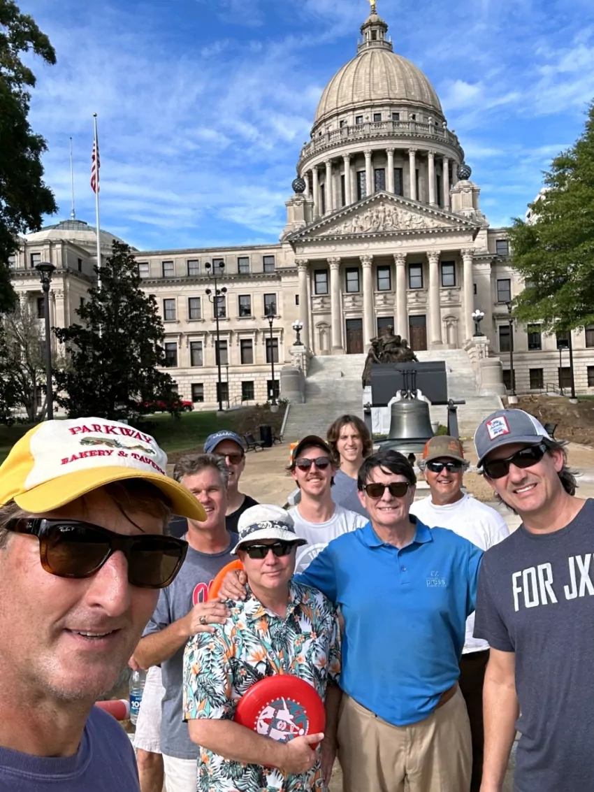Selfie in front of capitol building. 