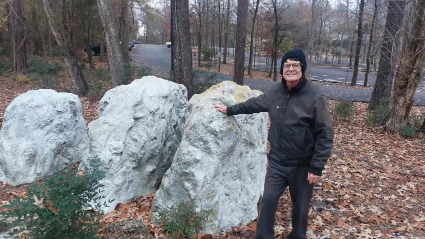 Fake boulders on Eastover Drive 