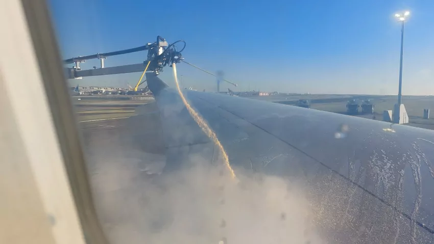 Plane to Bangalore had to be deiced. 