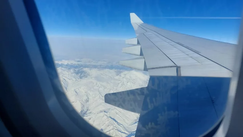 Flying over the Alps. 