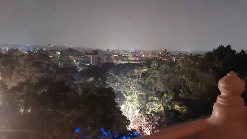 Night view of Bangalore from our room at the Leela Palace in Bangalore. 