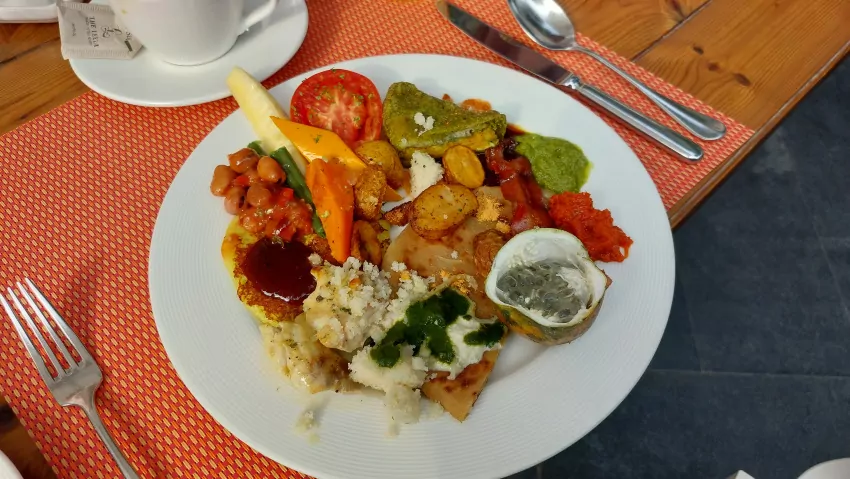 Yum! Indian food for breakfast. 