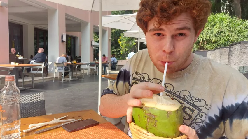 Fresh coconut for breakfast. 