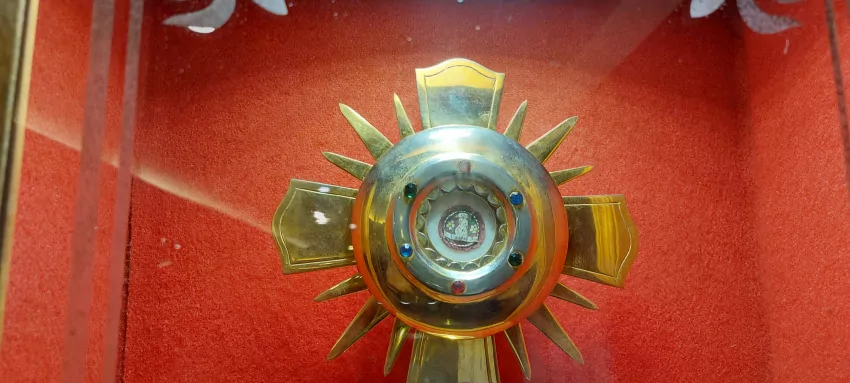 A piece of bone from St. Thomas' body.. 