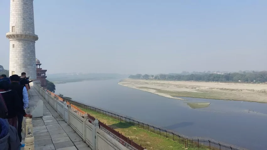 The Yamuna River, along with the Ganges, one of the two holy Hindu rivers in India. 