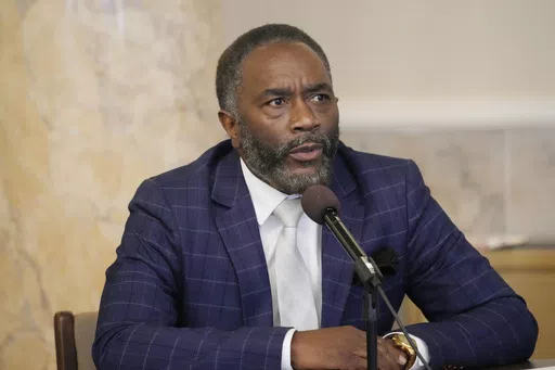 Former mayor of Magnolia, Miss., and himself a former felon, Anthony Witherspoon speaks at a hearing where a group of legislators were told about the difficulties that some former felons face in regaining their right to vote, Wednesday, April 17, 2024, at the Mississippi Capitol in Jackson. (AP Photo/Rogelio V. Solis)
