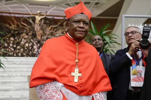 Cardinal Fridolin Among Besungu leaves after receiving the red three-cornered biretta hat from Pope Francis during a consistory inside St. Peter's Basilica, at the Vatican, Oct. 5, 2019. In the greatest rebuke of Pope Francis yet, the Catholic hierarchy of Africa and Madagascar issued a unified statement Thursday, Jan. 11, 2024, refusing to offer blessings to same-sex couples and reaffirming that such unions are “contrary to the will of God.” The statement, signed by Congolese Cardinal Frido