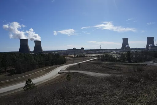 Georgia Power Co.'s Plant Vogtle nuclear power plant is shown Friday, Jan. 20, 2023, in Waynesboro, Ga. The electric utility said on Wednesday, Feb. 14, 2024 that its second new reactor has begun splitting atoms. (AP Photo/John Bazemore, File)