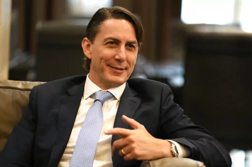 U.S. Envoy for Energy Affairs Amos Hochstein, meets with Outgoing Lebanese Prime Minister Najib Mikati, in Beirut, Lebanon, June 14, 2022. President Joe Biden's point man for global energy problems knows, he says, that transitioning away from the climate-wrecking pollution of fossil fuels is the only way to go. As a U.S. energy adviser, Amos Hochstein advocates urgently for renewable energy, for energy-smart thermostats and heat pumps. (AP Photo/Hussein Malla, File)