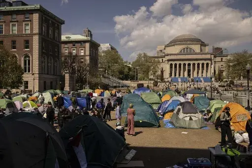 Pro-Palestinian demonstration encampment is seen at the Columbia University, April 26, 2024, in New York. (AP Photo/Yuki Iwamura, File)