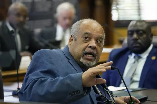Mississippi Rep. Earle Banks, D-Jackson, asks a question at the state Capitol, Oct. 18, 2022, in Jackson, Miss. A federal judge sentenced Banks to two years of probation Monday, Nov. 27, 2023, months after the longtime lawmaker pleaded guilty to making a false statement on a tax return for failing to report more than $500,000 of income from the sale of real estate in 2018. Banks had already paid nearly $85,000 in restitution. His attorney said Banks intends to remain in the Legislature. (AP Phot