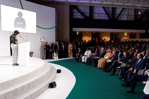 Vanessa Nakate asks for a minute of silence for people suffering all over the world atthe New Global Financial summit in Paris Thursday, June 22, 2023. Facing an audience packed with world leaders and finance officials in suits, Vanessa Nakate silenced the room, then made everyone listen to some uncomfortable facts. World leaders, heads of international organizations and activists are gathering in Paris for a two-day summit aimed at seeking better responses to tackle poverty and climate change i
