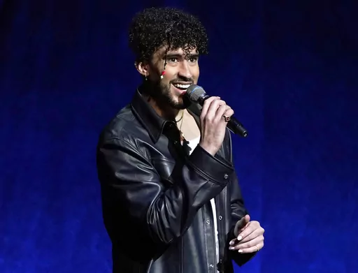 Bad Bunny speaks at the Sony Pictures Entertainment presentation at CinemaCon 2022 in Las Vegas on April 25, 2022. The global music industry surpassed one trillion streams in a calendar year, Luminate's 2023 Midyear Report has found. Global streams are also up 30.8 percent from last year, reflective of an increasingly international music marketplace. (AP Photo/Chris Pizzello, File)