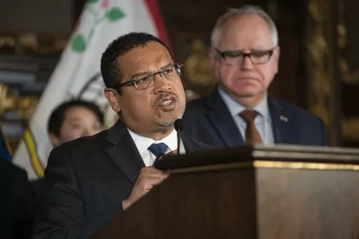 Minnesota Attorney General Keith Ellison speaks at a news conference at the State Capitol on Dec. 4, 2019, in St. Paul, Minn. Minnesota announced a settlement Monday, April 17, 2023 in its lawsuit against Juul Labs and tobacco giant Altria — the first of thousands of cases against the e-cigarette maker to reach trial — just ahead of closing arguments. (Renee Jones Schneider/Star Tribune via AP, File)