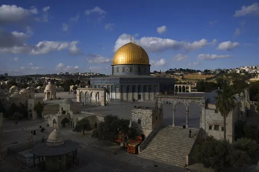 A view of the Dome of the Rock shrine at the Al Aqsa Mosque compound in Jerusalem's Old City Tuesday, June 21, 2022. When Israel struck an agreement to establish diplomatic ties with the United Arab Emirates in 2020, but two years after an expected windfall of Gulf Arab tourists to Israel has been little more than a trickle. (AP Photo/Mahmoud Illean, File)