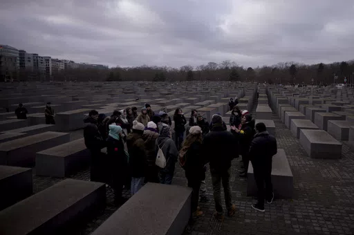 Tourists visit the Holocaust Memorial in Berlin, Germany, on International Holocaust Remembrance Day, on Jan. 27, 2024. More than 250 Holocaust survivors have joined an international initiative to share their stories of loss and survival with students around the world during a time of rising antisemitism following the Oct. 7 Hamas attack on Israel that triggered the war in the Gaza Strip. The Survivor Speakers Bureau was launched Thursday by the New York-based Conference on Jewish Material Claim
