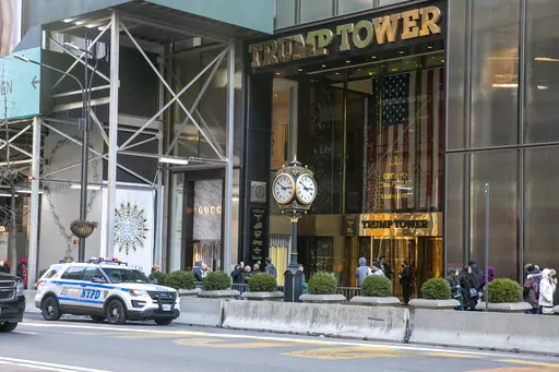 Trump Tower is visible in New York City on Feb. 20, 2022. More than three years after Manhattan prosecutors started investigating Donald Trump — after going to the Supreme Court twice to gain access to his tax records — the only criminal trial to arise from their efforts is about to begin. The Trump Organization, the holding company for Trump’s buildings, golf courses and other assets, is accused of helping some top executives avoid income taxes on compensation they got in addition to thei