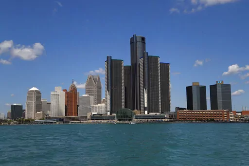The Detroit skyline is shown from the Detroit River on May 12, 2020.  Detroit's mayor believes tens of thousands of residents in the majority-Black city were missed in the 2020 census. (AP Photo/Paul Sancya, File)