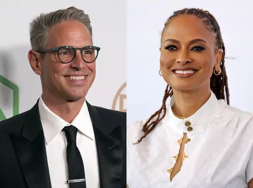 This combination of photos shows Greg Berlanti at the 33rd annual Producers Guild Awards in Los Angeles on March 19, 2022, left, and director Ava Duvernay at the photo call for the film "Origin" during the 80th edition of the Venice Film Festival in Venice, Italy, on Sept. 6, 2023. Berlati and Duvernay are included on a list hat scores them for the diversity and inclusion of the people working both on screen and behind the scenes. (AP Photo)