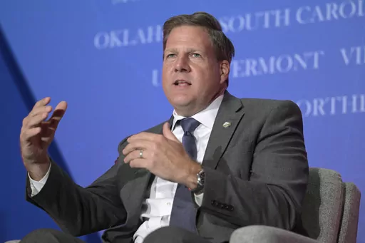 New Hampshire Gov. Chris Sununu takes part in a panel discussion during a Republican Governors Association conference, Nov. 15, 2022, in Orlando, Fla. Sununu, who considered but decided against runs for president and the U.S. Senate, said Wednesday, July 19, 2023, that he will not seek reelection in 2024. (AP Photo/Phelan M. Ebenhack, File)