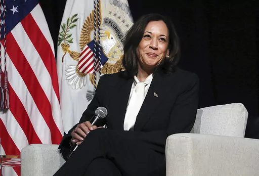Vice President Kamala Harris takes part in a discussion about abortion and reproductive rights on the campus of the University of Nevada, Reno, on April 18, 2023. (Jason Bean/The Reno Gazette-Journal via AP)