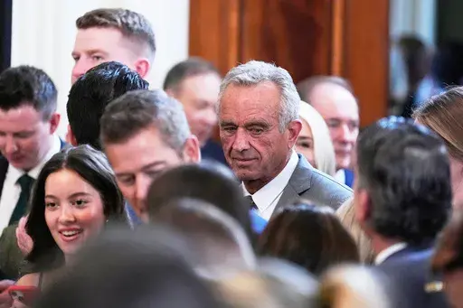 Health and Human Services Secretary Robert F. Kennedy Jr. arrives before Ireland's Prime Minister Micheál Martin and President Donald Trump speak during an event in the East Room of the White House in Washington, March 12, 2025. (AP Photo/Alex Brandon, File)