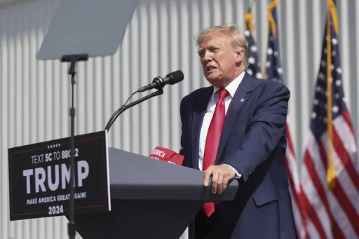 Former President Donald Trump speaks at a rally in Summerville, S.C., Monday, Sept. 25, 2023. (AP Photo/Artie Walker Jr.)