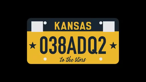 This art illustration from the Kansas Department of Revenue, provided on Tuesday, Nov. 28. 2023, shows the design for a new, standard vehicle license plate that the state had planned to start issuing in March 2024. Criticism of the design has prompted Gov. Laura Kelly to halt its production and promise a public vote on several possible designs. (Kansas Department of Revenue via AP)