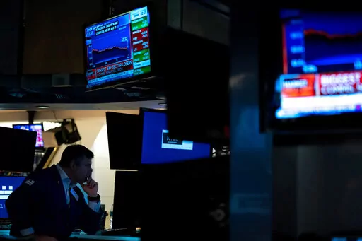 Traders work on the floor of the New York Stock Exchange on Tuesday, Sept. 13, 2022. The stock market fell the most since June 2020, with the Dow loosing more than 1,250 points. (AP Photo/Julia Nikhinson)