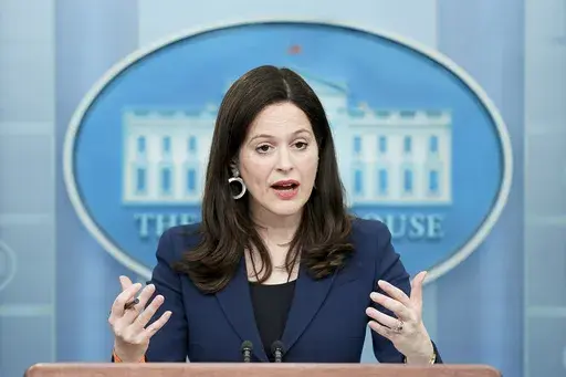 Anne Neuberger, Deputy National Security Advisor for Cyber and Emerging Technology, speaks during a press briefing at the White House,March 21, 2022, in Washington. (AP Photo/Patrick Semansky, File)