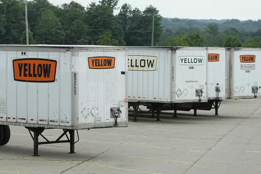 Yellow Corp. trailers are pictured at a YRC Freight facility Friday, July 28, 2023, in Richfield, Ohio. After years of financial struggles, Yellow is reportedly preparing for bankruptcy and seeing customers leave in large numbers — heightening risk for future liquidation. While no official decision has been announced by the company, the prospect of bankruptcy has renewed attention around Yellow's ongoing negotiations with unionized workers, a $700 million pandemic-era loan from the government 