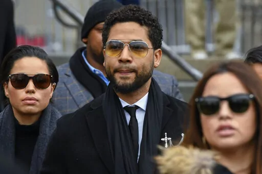 Former "Empire" actor Jussie Smollett leaves the Leighton Criminal Courthouse in Chicago, Monday Feb. 24, 2020. Smollett is returning to a Chicago courtroom Thursday, March 10, 2022 for sentencing with just two questions hanging over his head: Will he admit that he lied about a racist homophobic attack and will a judge send him to jail? (AP Photo/Matt Marton File)