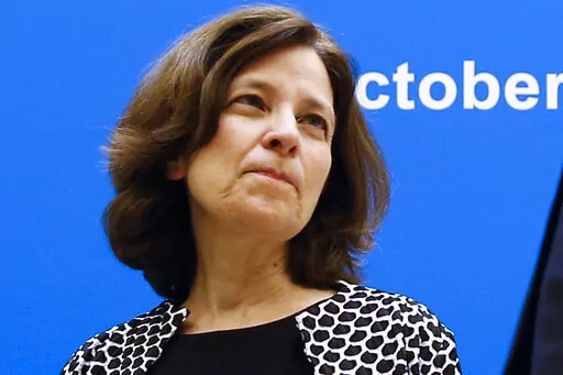 U.S. Deputy Treasury Secretary Sarah Bloom Raskin is shown before the opening ceremony of the Asia-Pacific Economic Cooperation (APEC) finance ministers meeting at the Diaoyutai State Guesthouse in Beijing, China on Oct. 22, 2014. President Joe Biden has forwarded three nominations to the Senate for the Federal Reserve's Board of Governors, including former Fed official Sarah Bloom Raskin for the top regulatory slot, and Lisa Cook, who would be the first Black woman to serve as a governor. Biden