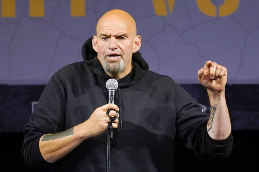 Pennsylvania Lt. Gov. John Fetterman, the Democratic nominee for the state's U.S. Senate seat, speaks during a rally in Erie, Pa., Aug. 12, 2022. Fetterman has made abortion rights a prominent theme in the suburbs to invigorate female voters after the U.S. Supreme Court overturned Roe v. Wade in June. (AP Photo/Gene J. Puskar, File)